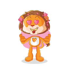 Poster - lion fallin love vector. cartoon character