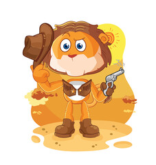 Canvas Print - lion cowboy with gun character vector