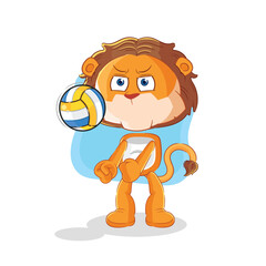 Poster - lion play volleyball mascot. cartoon vector