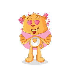 Sticker - lioness fallin love vector. cartoon character