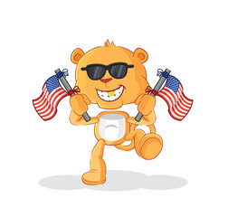 Sticker - lioness american youth cartoon mascot vector