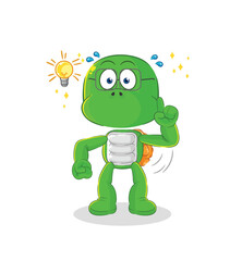 Sticker - turtle got an idea cartoon. mascot vector