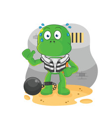 Sticker - turtle criminal in jail. cartoon character