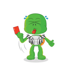 Poster - turtle referee with red card illustration. character vector