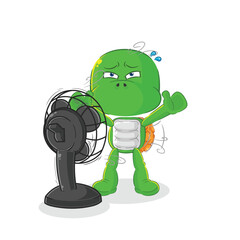 Sticker - turtle with the fan character. cartoon mascot vector