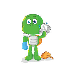 Poster - turtle cleaner vector. cartoon character