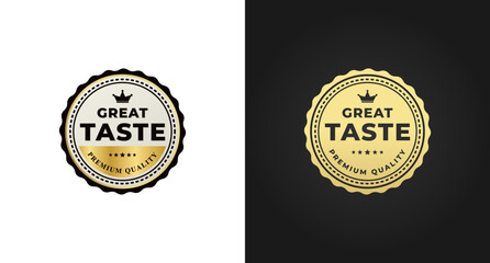 elegant great taste label or great taste logo vector isolated on white and black background. great t