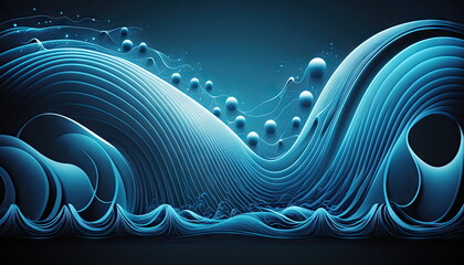 Wall Mural - blue wave background, Made by AI,Artificial intelligence