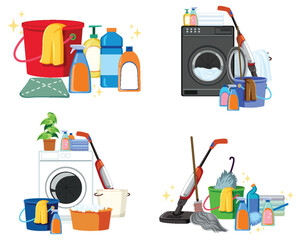 Wall Mural - Housework equipment and tools set