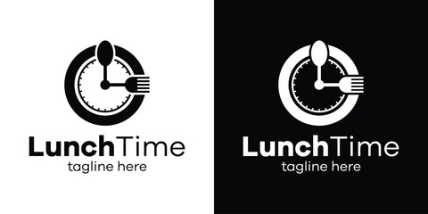 Wall Mural - logo design lunch time icon vector illustration