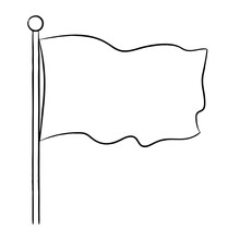 Hand-drawn Rectangular Flag On A Pole