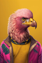 Golden Eagle  In Sweater As Fashion Model Bright Colors Generative AI Digital Illustration Part#220223