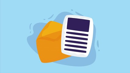 Sticker - envelope mail with document animation