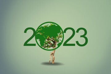 Poster - New year concept, 2023 numbers and eco image