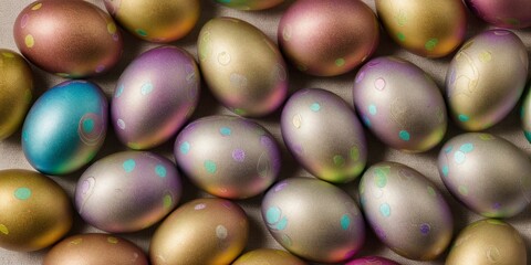 Wall Mural - Happy easter! A bunch of beautiful noble colorful eggs / Texture / Easter Eggs / Ostern / Eastern - Decoration concept for greetings and presents on Easter Day celebrate time / Copy Space / Space for 