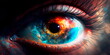© Лилия Захарчук - Panorama cosmic human eyes in close range  Generative AI