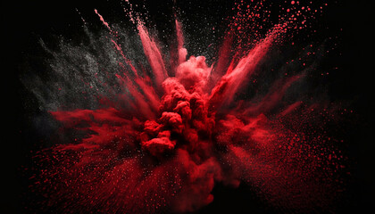 red powder explosion on black background