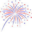 Firework design on white background. 4th of July. American Independence Day Celebration. Illustration.