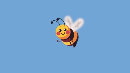 Wall Mural - cute bee flying insect animation