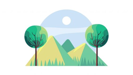 Poster - mountains and trees landscape animation