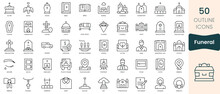 Set Of Funeral Icons. Thin Linear Style Icons Pack. Vector Illustration
