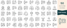 Set Of Call Center Icons. Thin Linear Style Icons Pack. Vector Illustration