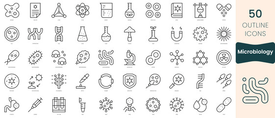 set of microbiology icons. thin linear style icons pack. vector illustration