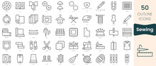 Set Of Sewing Icons. Thin Linear Style Icons Pack. Vector Illustration