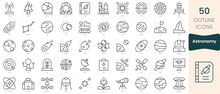 Set Of Astronomy Icons. Thin Linear Style Icons Pack. Vector Illustration