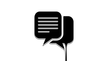 Poster - Black Chat icon isolated on white background. Speech bubbles symbol. 4K Video motion graphic animation