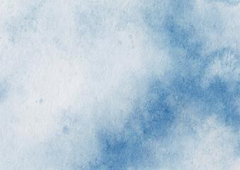 Poster - Abstract blue pastel watercolor stains background on watercolor paper textured for design templates invitation card