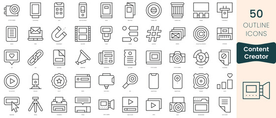 Wall Mural - Set of content creator icons. Thin linear style icons Pack. Vector Illustration