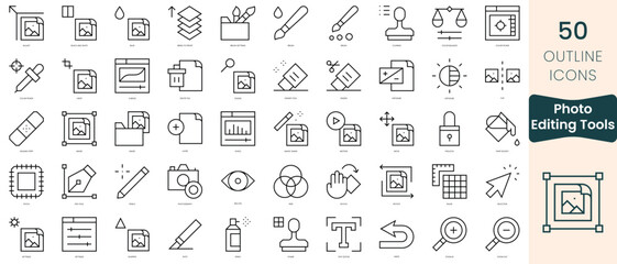 Wall Mural - Set of photo editing tools icons. Thin linear style icons Pack. Vector Illustration