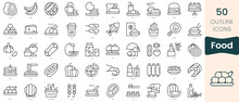 Set Of Food Icons. Thin Linear Style Icons Pack. Vector Illustration