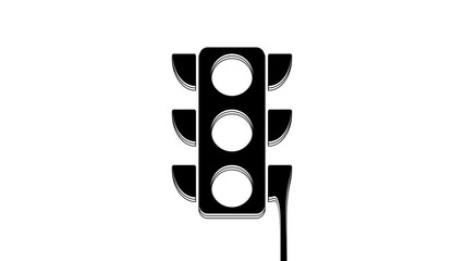 Sticker - Black Traffic light icon isolated on white background. 4K Video motion graphic animation