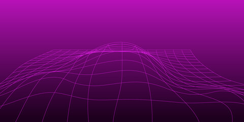 Poster - Abstract contour wireframe retro futuristic background