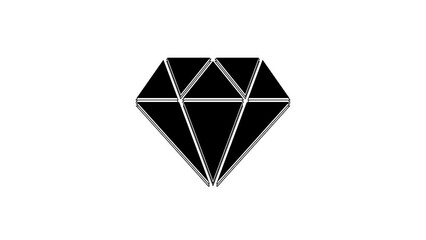 Poster - Black Diamond icon isolated on white background. Jewelry symbol. Gem stone. 4K Video motion graphic animation