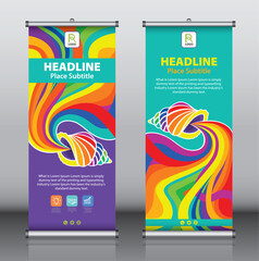 Wall Mural - Roll up banner design template vector, abstract background, modern x-banner, rectangle size