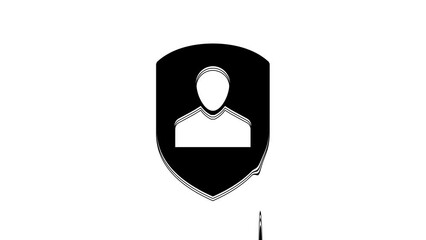 Poster - Black User protection icon isolated on white background. Secure user login, password protected, personal data protection, authentication. 4K Video motion graphic animation