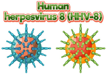 Wall Mural - Human herpesvirus 8 (HHV 8) on white background