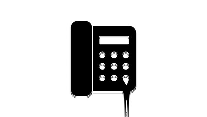 Canvas Print - Black Telephone icon isolated on white background. Landline phone. 4K Video motion graphic animation