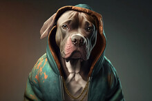 Cool Dog Portrait With Gangsta Dress. Generative AI