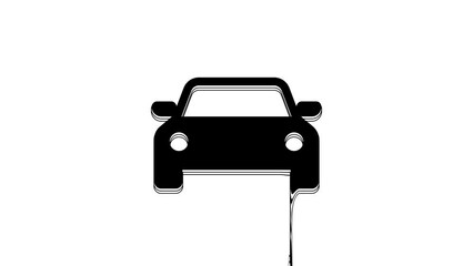 Poster - Black Car icon isolated on white background. 4K Video motion graphic animation