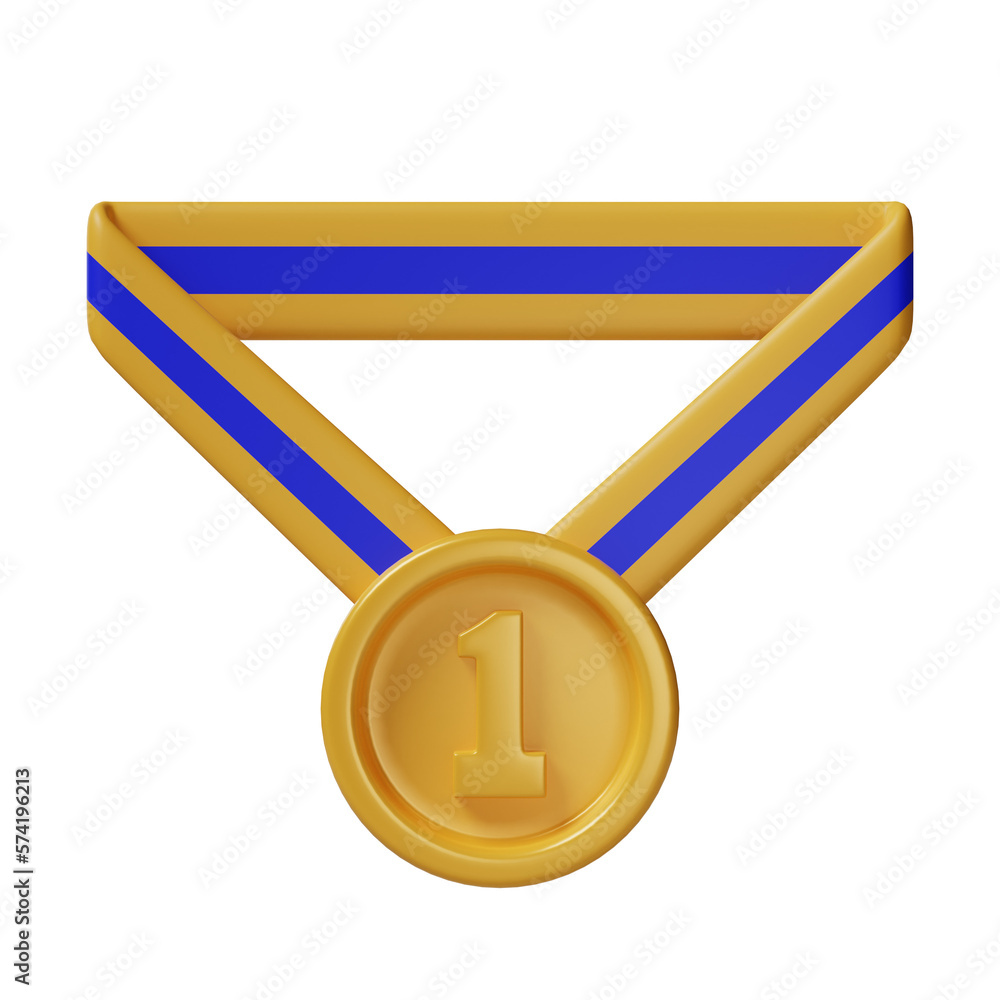Gold medal 3d illustration Stock Illustration | Adobe Stock