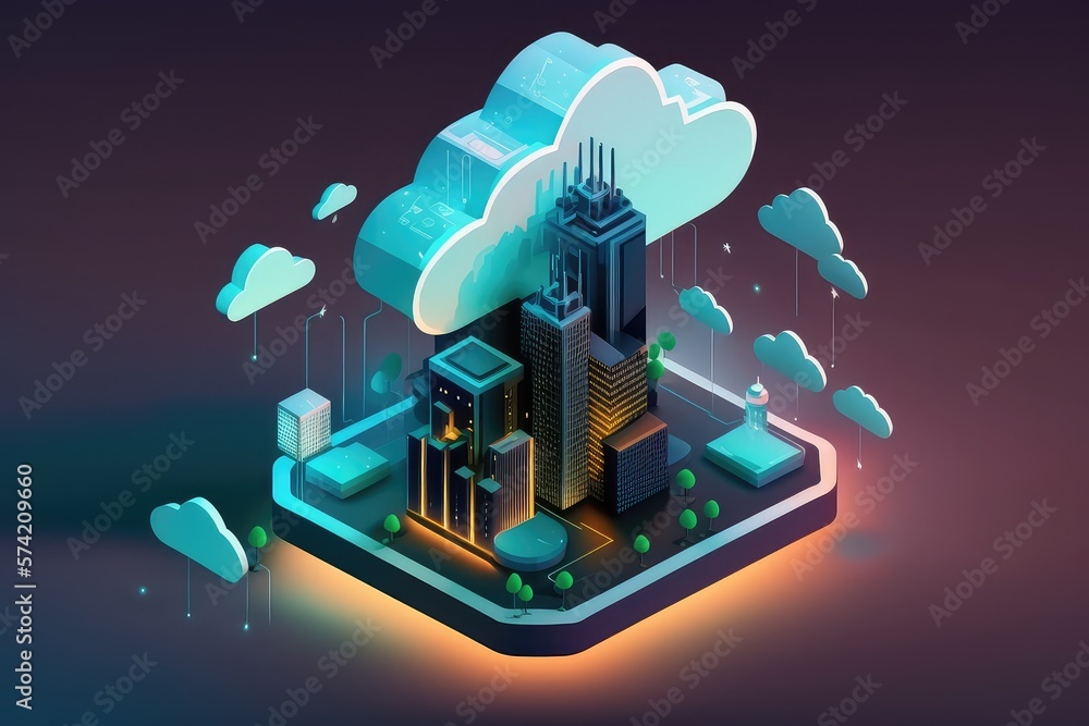 Cloud Computing Concept Smart City Wireless Internet Communication Ai