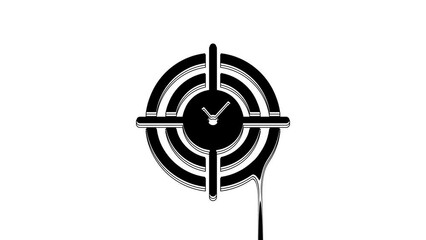 Sticker - Black Time Management icon isolated on white background. Clock and gear sign. Productivity symbol. 4K Video motion graphic animation