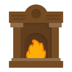 Wall Mural - Fireplace Flat Multicolor Icon