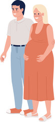 Wall Mural - Smiling father standing with pregnant wife semi flat color vector characters. Editable figures. Full body people on white. Simple cartoon style spot illustration for web graphic design and animation