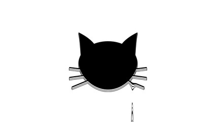 Wall Mural - Black Cat icon isolated on white background. 4K Video motion graphic animation