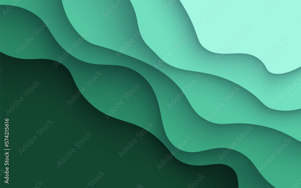 Multi layers green color texture 3D papercut layers in gradient vector ...